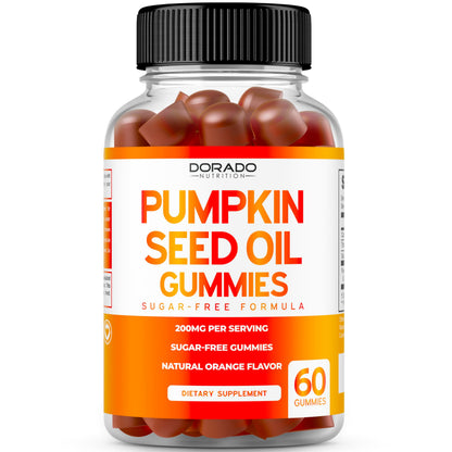 Pumpkin Seed Oil Gummies 4000mg - Sugar Free Orange Flavor | Gluten Free, Vegan, Non-GMO | USA Made (60 Capsules)