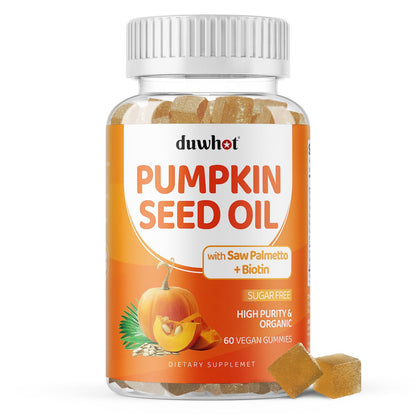 Pumpkin Seed Oil Gummies – Organic, Cold-Pressed, Saw Palmetto, Biotin, Vegan, 60 Gummies