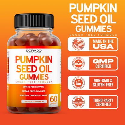 Pumpkin Seed Oil Gummies 4000mg Sugar Free Gummy Supplement with Pumpkin Seed Extract for Adults - Delicious Orange Flavor, Non GMO - Gluten Free, Vegan Supplement & USA Made (60 Capsules) (Pack of 2)