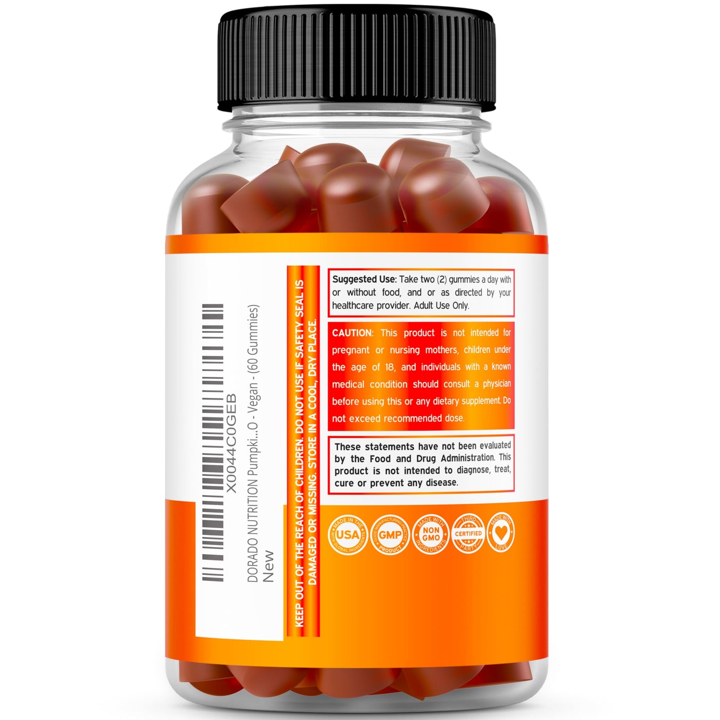 Pumpkin Seed Oil Gummies 4000mg Sugar Free Gummy Supplement with Pumpkin Seed Extract for Adults - Delicious Orange Flavor, Non GMO - Gluten Free, Vegan Supplement & USA Made (60 Capsules) (Pack of 2)