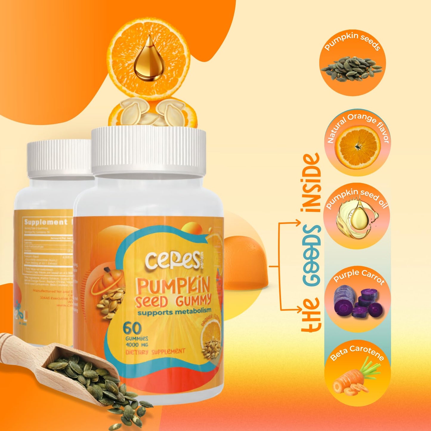 Pumpkin Seed Oil Gummies 4000mg – Hair Growth, Prostate & Urinary Health, Sugar-Free