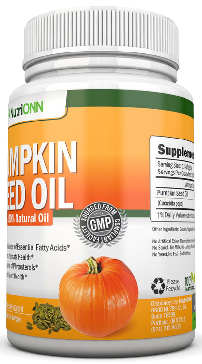 Pumpkin Seed Oil 1000MG - 180 Softgels | Cold-Pressed Natural