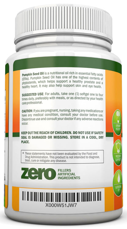 Pumpkin Seed Oil 1000MG - 180 Softgels | Cold-Pressed Natural