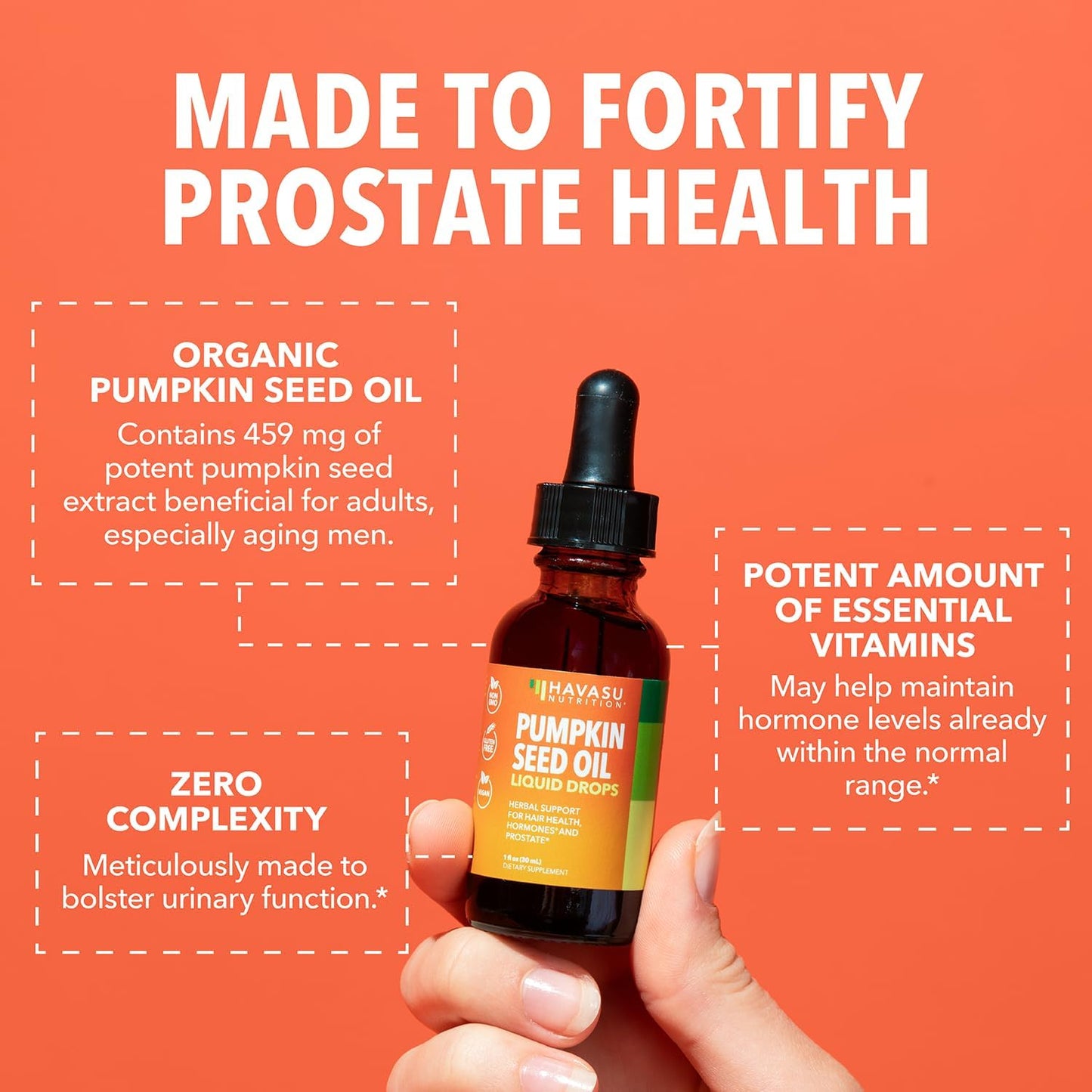 USDA Organic Pumpkin Seed Oil - Cold-Pressed for Hair, Prostate & Hormone Support | 1 Fl Oz
