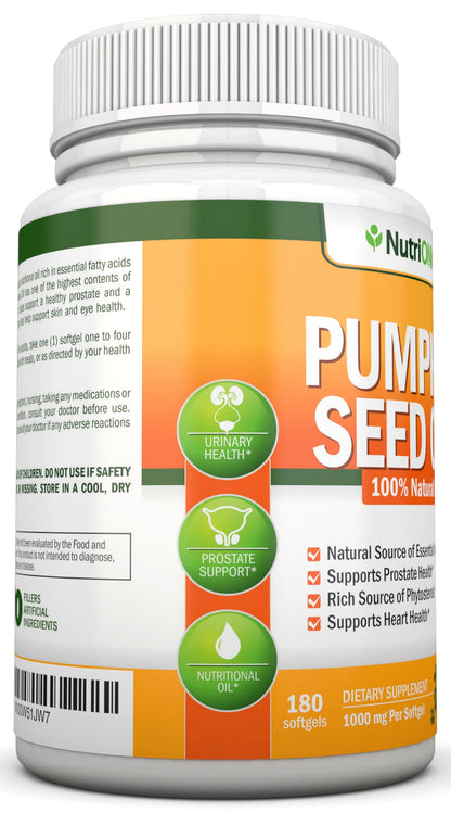 Pumpkin Seed Oil 1000MG - 180 Softgels | Cold-Pressed Natural