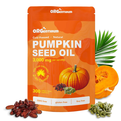 Pumpkin Seed Oil with Saw Palmetto 3000mg | 300 Softgels | Cold Pressed