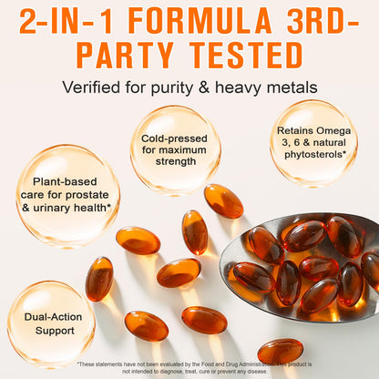 Pumpkin Seed Oil with Saw Palmetto - 3000mg Per Serving, 300 Softgels - Cold Pressed, Pure Virgin Oil, Essential Fatty Acids & Phytosterols - Supports Hair, Urinary, Bladder & Prostate Health, Non-GMO