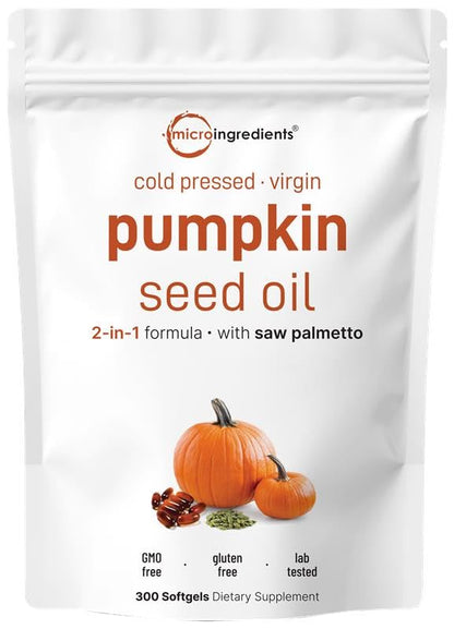 Pumpkin Seed Oil with Saw Palmetto – Micro Ingredients, 300 Softgels (Cold Pressed, Non-GMO)