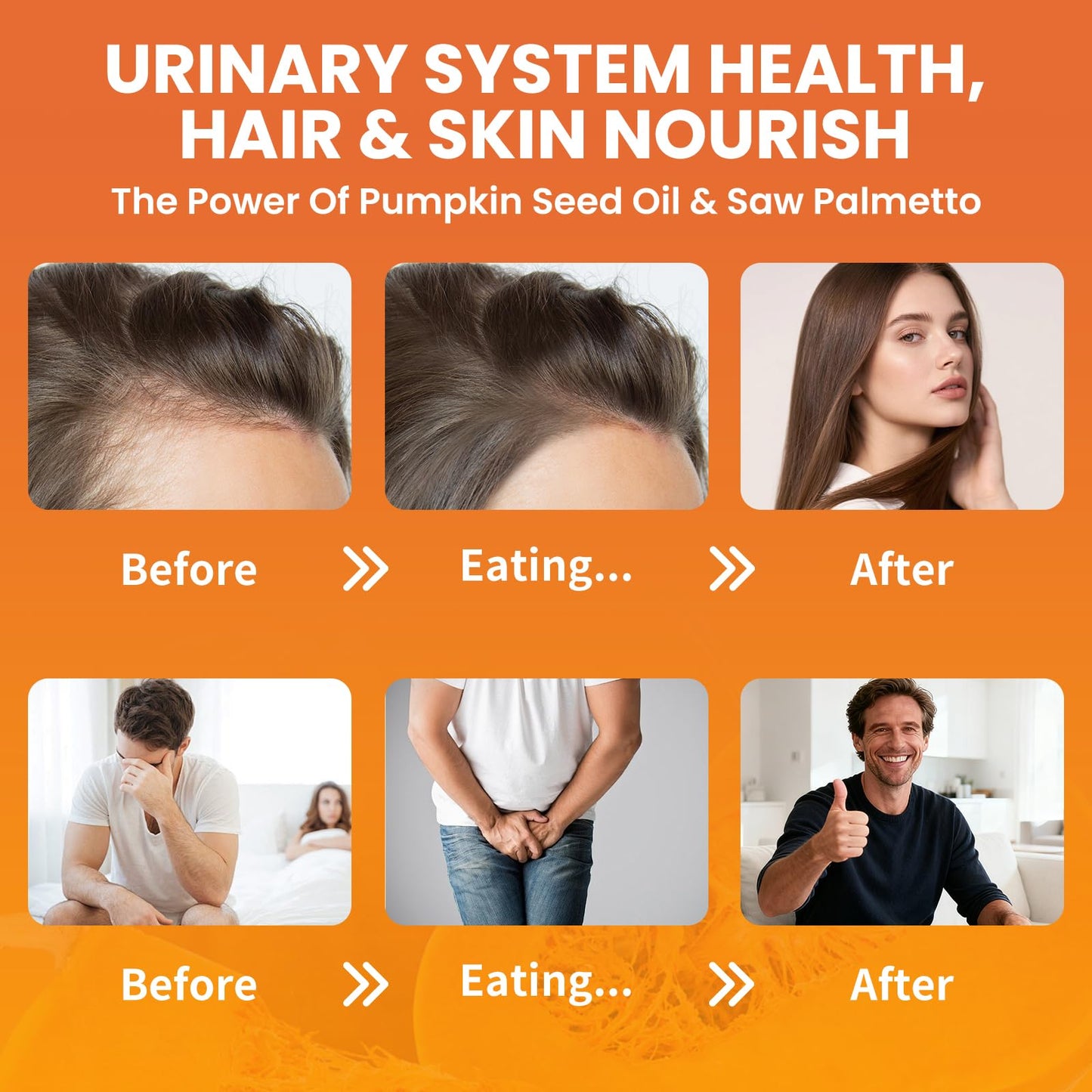 Pumpkin Seed Oil with Saw Palmetto Gummies – Organic Hair Growth & Prostate Support, 60 Count