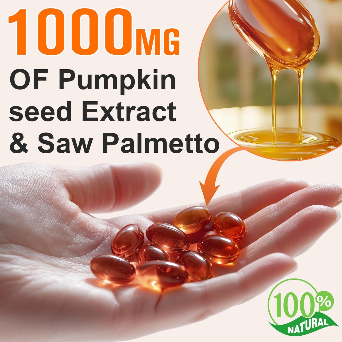 Pumpkin Seed Oil with Saw Palmetto Capsules - 2-in-1 Hair & Heart Support