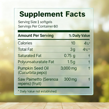 Pumpkin Seed Oil Softgels with Saw Palmetto – Cold-Pressed Virgin Oil, Prostate & Hair Support