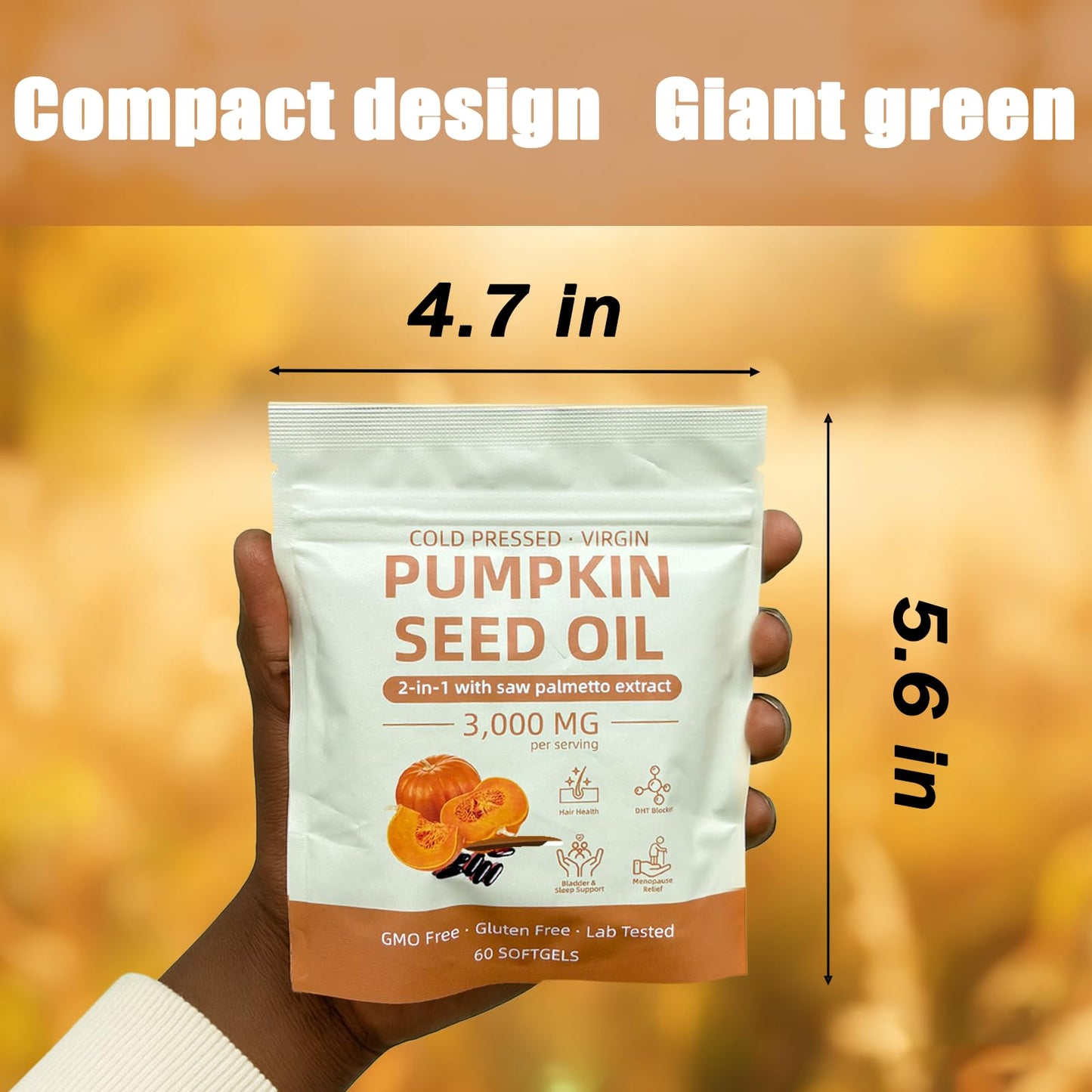 Pumpkin Seed Oil Softgels with Saw Palmetto – Cold-Pressed Virgin Oil, Prostate & Hair Support