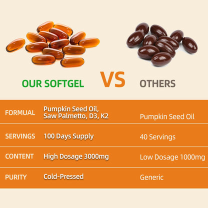 Pumpkin Seed Oil Complex with Saw Palmetto, D3 & K2 | 3000 mg per Serving