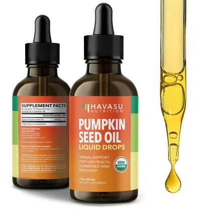 USDA Organic Pumpkin Seed Oil - Cold-Pressed for Hair, Prostate & Hormone Support | 1 Fl Oz