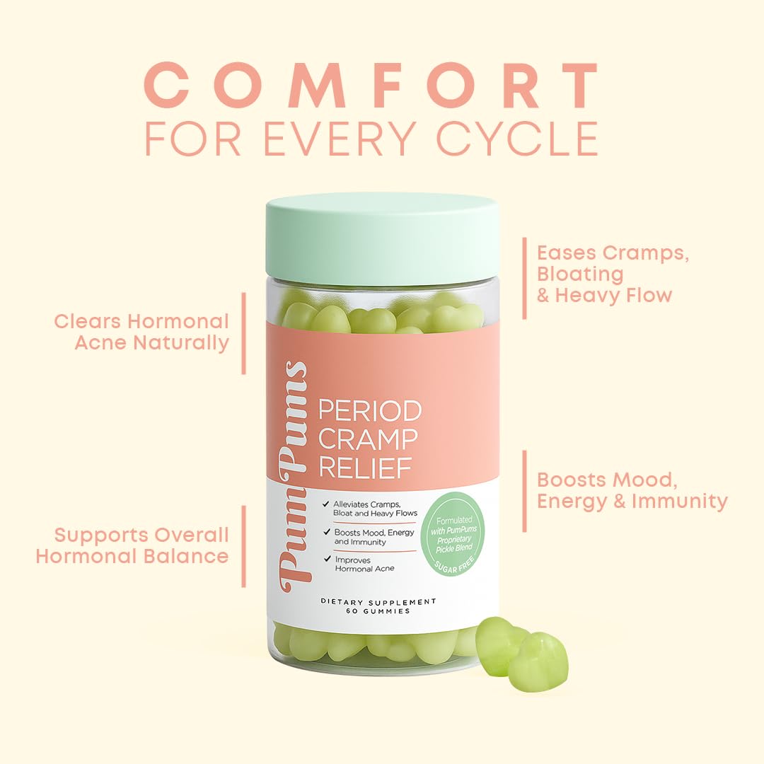PumPums Period Cramp Relief Gummies | Vegan, Sugar-Free, 60 Gummies