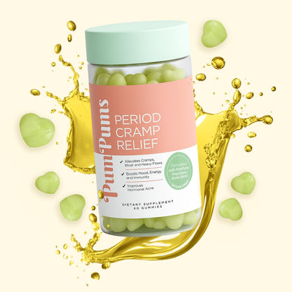 PumPums Period Cramp Relief Gummies | Vegan, Sugar-Free, 60 Gummies