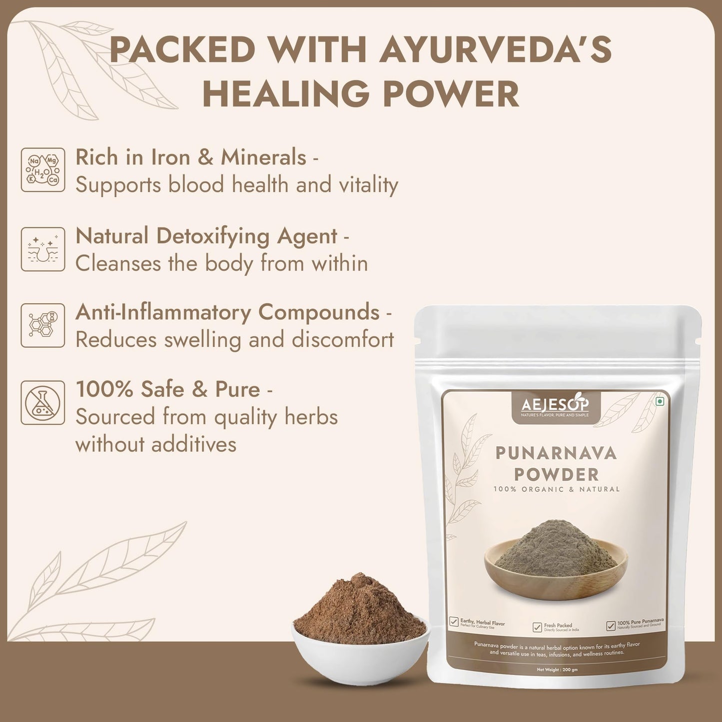 AEJESOP Punarnava Powder – Boerhavia Diffusa, 7oz (200g) | Herbal Supplement