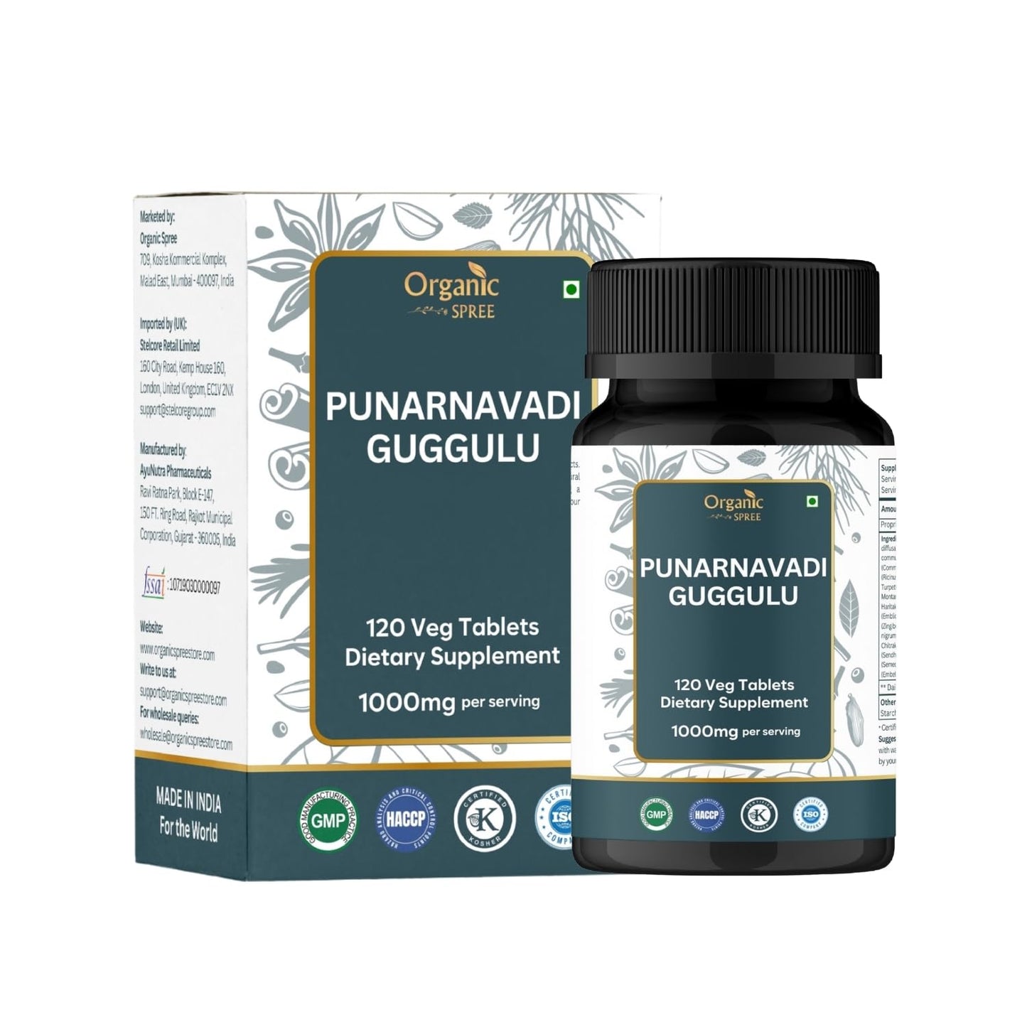 Punarnavadi Guggulu 120 Tablets – Organic Spree | Kidney Support | Ayurvedic Formulation | Vegetarian
