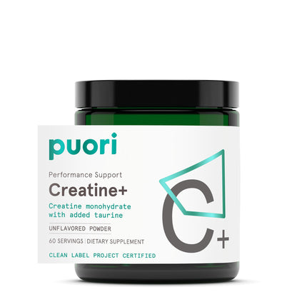 Puori Creatine Monohydrate Powder with Taurine - Unflavored Creatine, 60 Servings