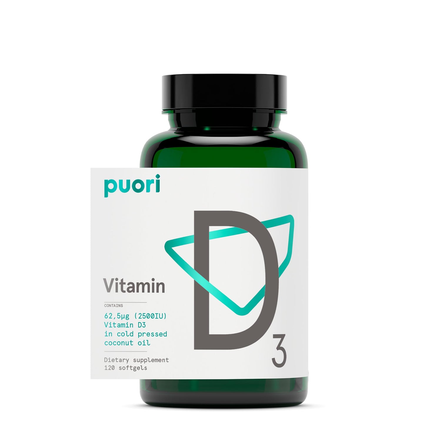 Puori Vitamin D3 Softgels 2500 IU – Immune Support & Bone Health, 120 Count