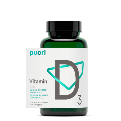 Puori Vitamin D3 Softgels 2500 IU – Immune Support & Bone Health, 120 Count
