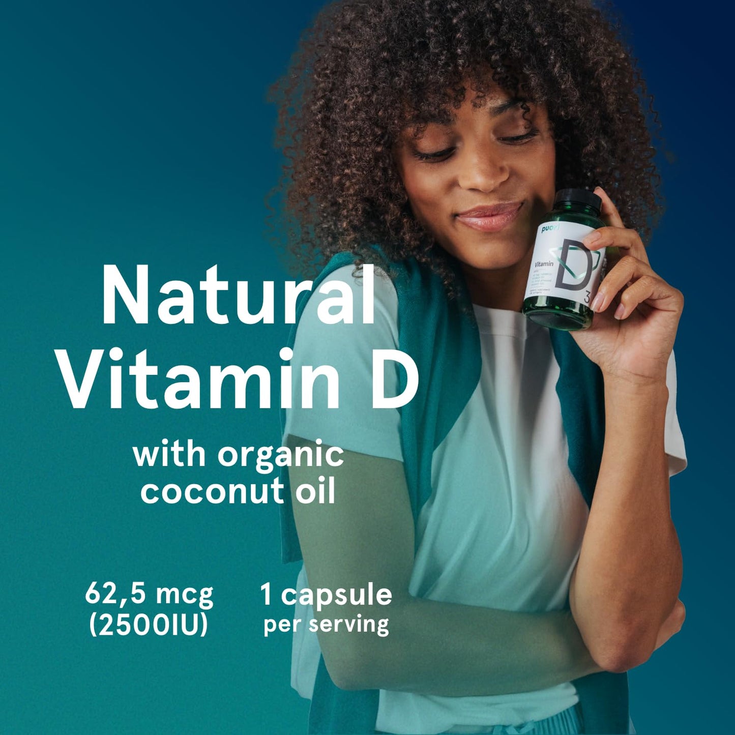 Puori Vitamin D3 Softgels 2500 IU – Immune Support & Bone Health, 120 Count
