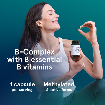 Puori Pure Energy Vitamin B-Complex – 8 Essential Methylated B Vitamins (B1–B12) | 60 Capsules