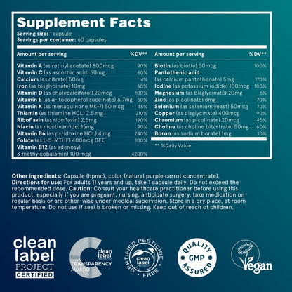 Puori V Vegan Vitamin & Mineral Complex — 60 Capsules