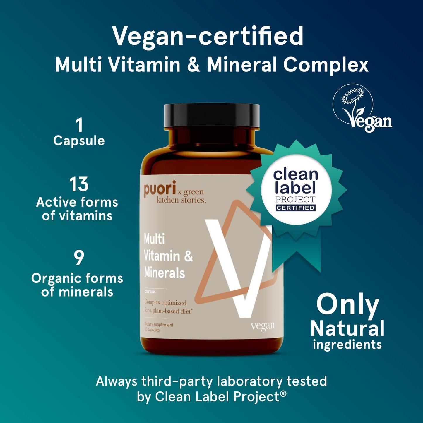 Puori V Vegan Vitamin & Mineral Complex — 60 Capsules