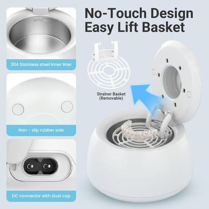 PUPDUMM Ultrasonic Retainer Cleaner – 45kHz, 200ml, Digital Timer