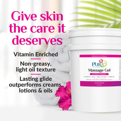 PURA 1st Vitamin Therapy Massage Gel — Hypoallergenic, Unscented, Deep Tissue Support (5 Gallon)