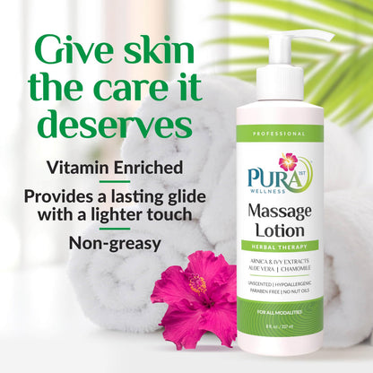 PURA 1st Wellness Professional Massage Lotion 8oz – Unscented, Hypoallergenic