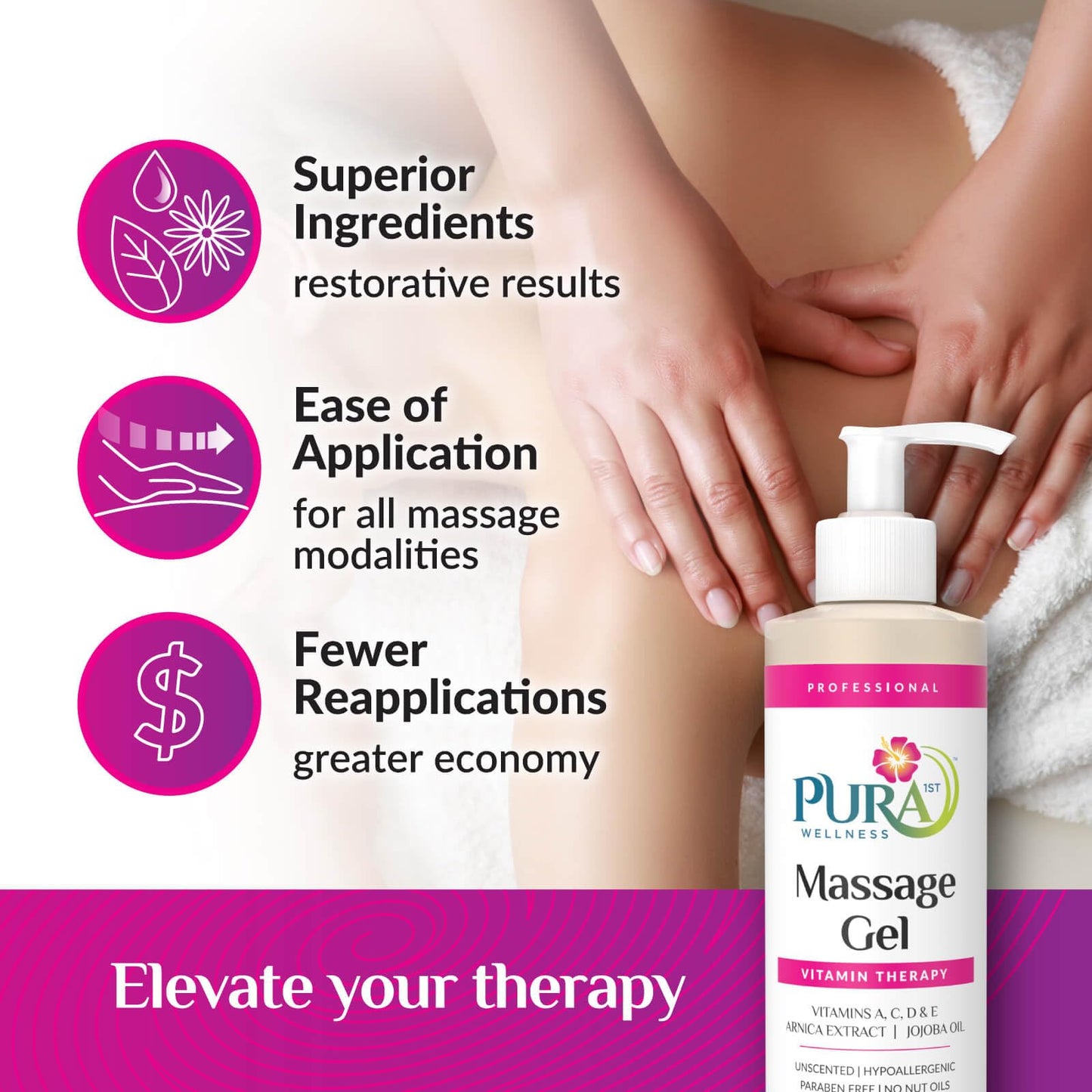 PURA 1st Wellness Massage Gel 8oz – Hypoallergenic Deep Tissue Relief