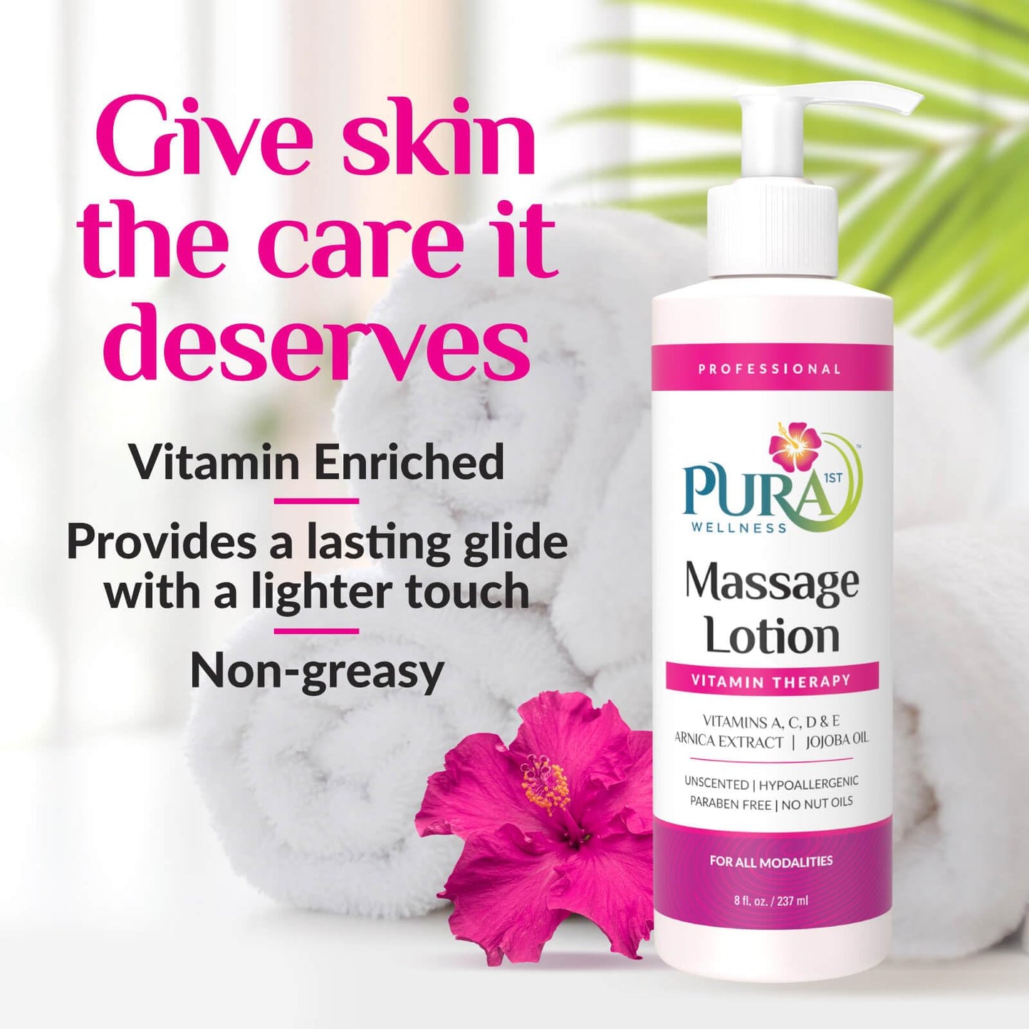 PURA 1st Wellness Massage Lotion - Unscented 8oz for Physical Therapy