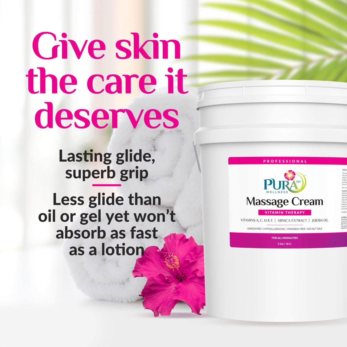 PURA 1st Wellness Vitamin Therapy Massage Cream - Unscented, 128oz, Professional Massage Cream for Physical Therapy
