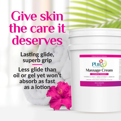 PURA 1st Wellness Vitamin Therapy Massage Cream - Unscented, 128oz, Professional Massage Cream for Physical Therapy