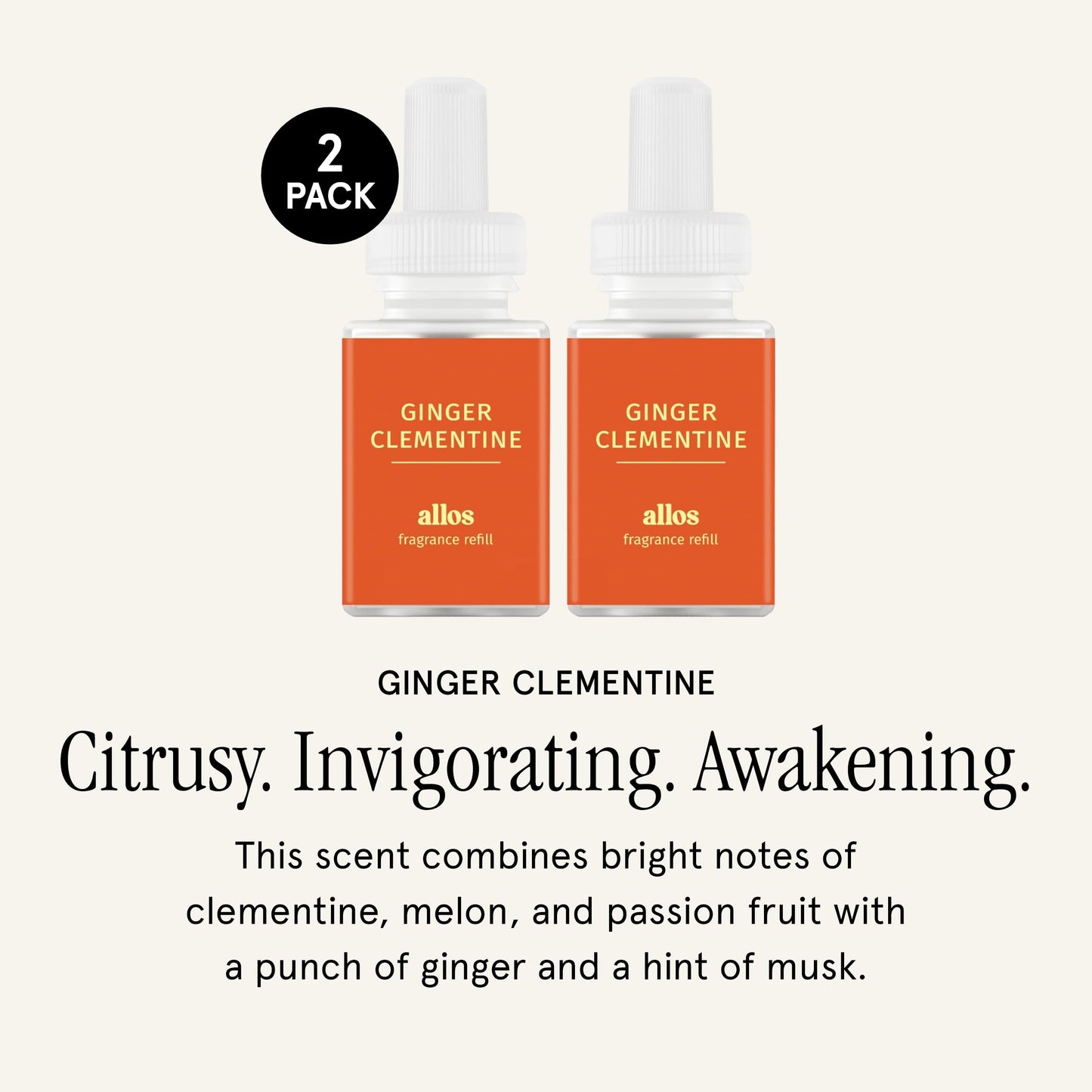 Pura & Allos Ginger Clementine Fragrance Refill for Smart Home Diffusers - 2 Pack