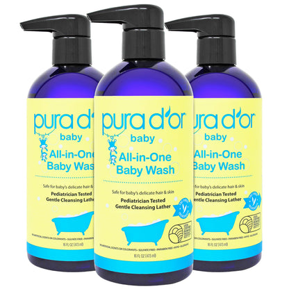 PURA D'OR All-in-One Baby Wash - Tear-Less, Hypoallergenic 2-in-1 Bath & Shampoo
