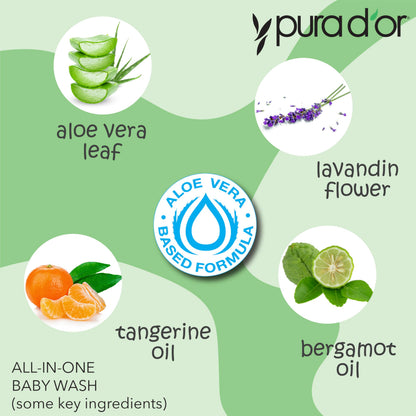PURA D'OR All-in-One Baby Wash - Tear-Less, Hypoallergenic 2-in-1 Bath & Shampoo
