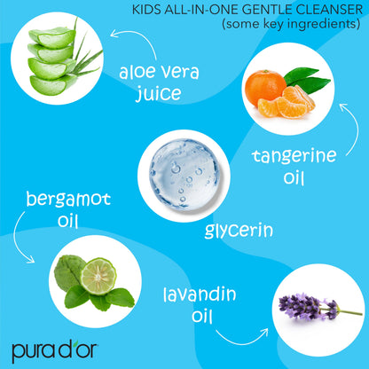 PURA D'OR Kids Wash All-in-One Gentle Cleanser - Tear-Free, Sulfate-Free, Hypoallergenic, 48oz