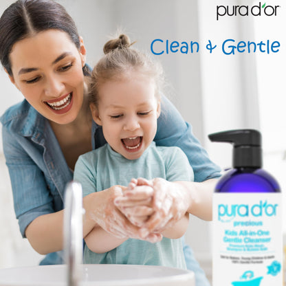 PURA D'OR Kids Wash All-in-One Gentle Cleanser - Tear-Free, Sulfate-Free, Hypoallergenic, 48oz
