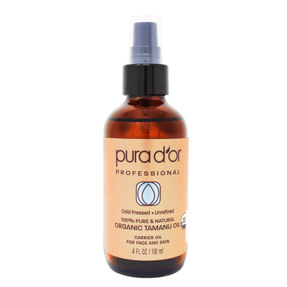 PURA D'OR 4 oz Organic Tamanu Oil – USDA Certified 100% Pure & Natural, Cold-Pressed