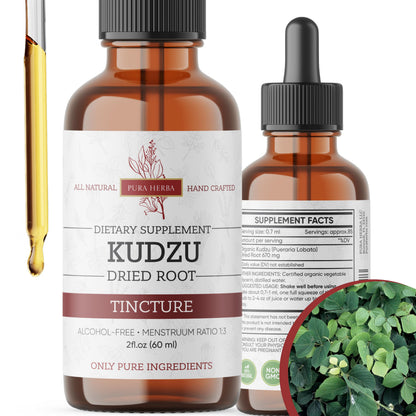 Pura Herba Organic Kudzu Root Extract – Alcohol-Free, Vegan, Non-GMO, Made in USA – 2 Fl Oz