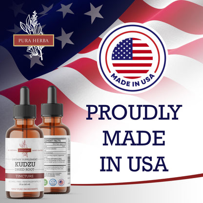 Pura Herba Organic Kudzu Root Extract – Alcohol-Free, Vegan, Non-GMO, Made in USA – 2 Fl Oz