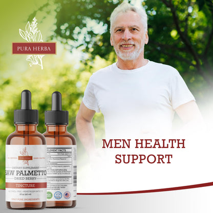 Pura Herba Saw Palmetto Tincture - Alcohol-Free Herbal Extract | 2 oz (60 ml) | Made in USA