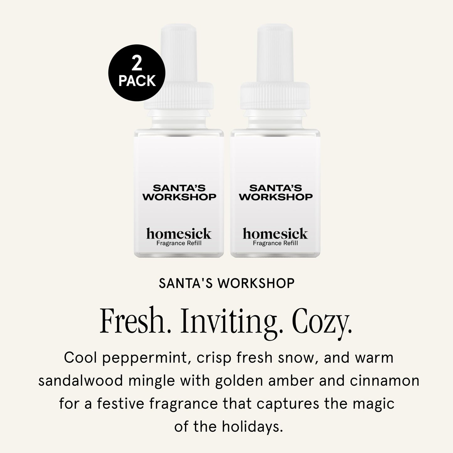 Pura & Homesick Home Scent Refill – Santa’s Workshop (2 Pack) – Smart Air Diffuser