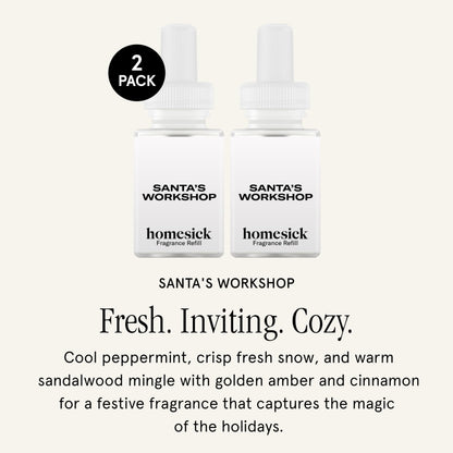 Pura & Homesick Home Scent Refill – Santa’s Workshop (2 Pack) – Smart Air Diffuser