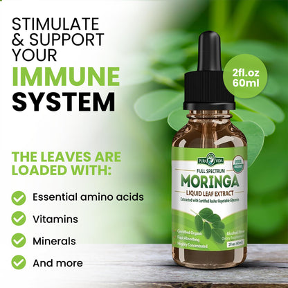 PURA VIDA Moringa Liquid Drops - USDA Organic, Bioavailable Extract