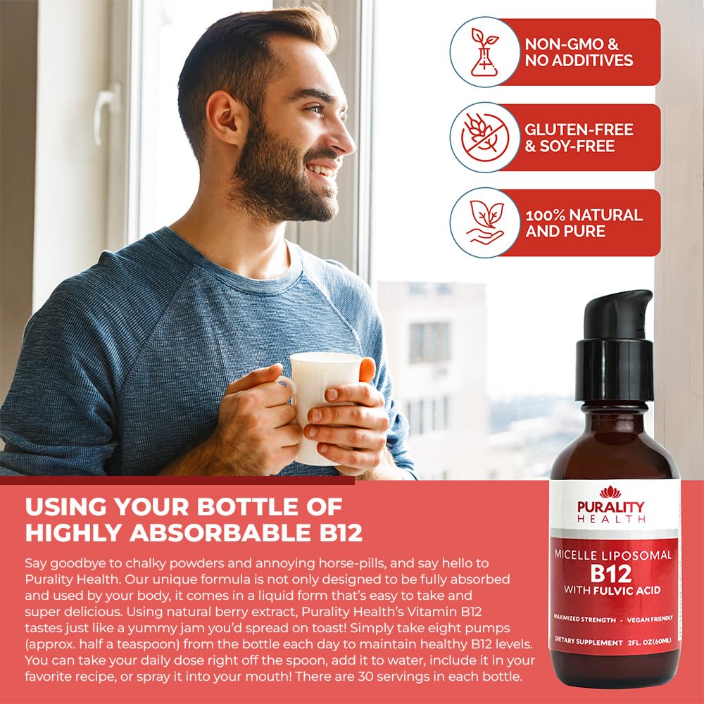 Purality Health Micelle Liposomal Vitamin B12 2500 mcg | Vegan, Methylcobalamin