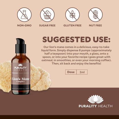 PURALITY HEALTH Lion's Mane Complex - Nano Liposomal Brain Support